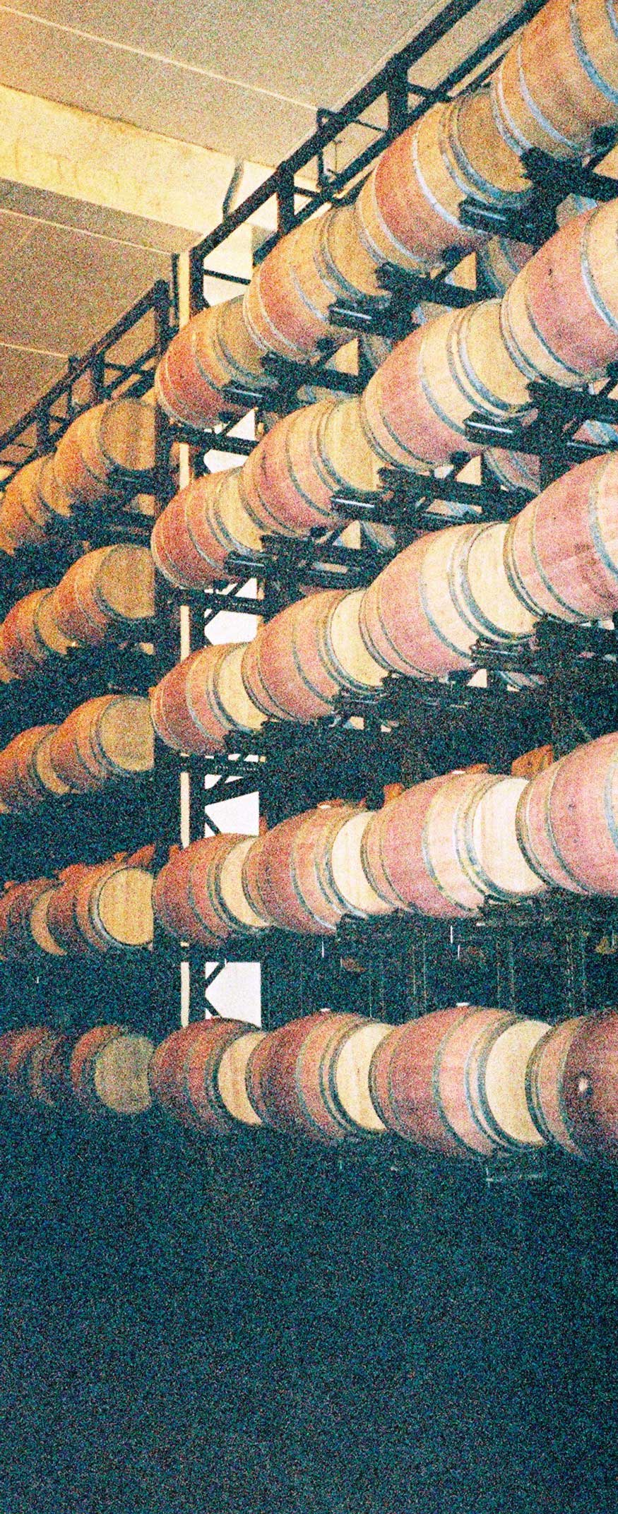 Specially modified barrels with bungs top and bottom, in special frames stacking them five high  (photo copyright Andrew Stevenson)