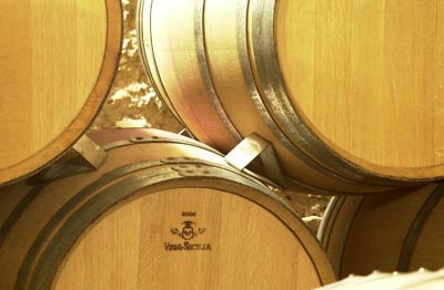 barrels at Vega Sicilia with their stainless steel bands and wedges (photo from publicity materials on vega-sicilia.com)